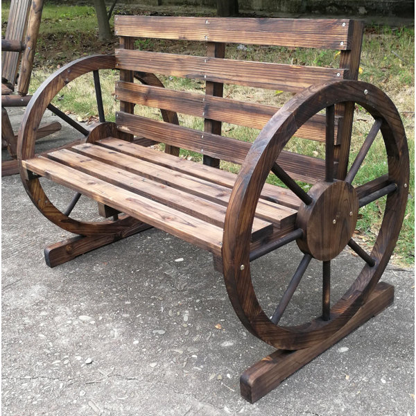 Millwood Pines Corbitt Wagon Wheel Wooden Garden Bench Reviews