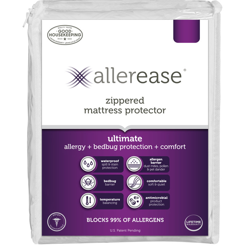 AllerEase Maximum Allergy and Bed Bug Protection Zippered Mattress Protector tw