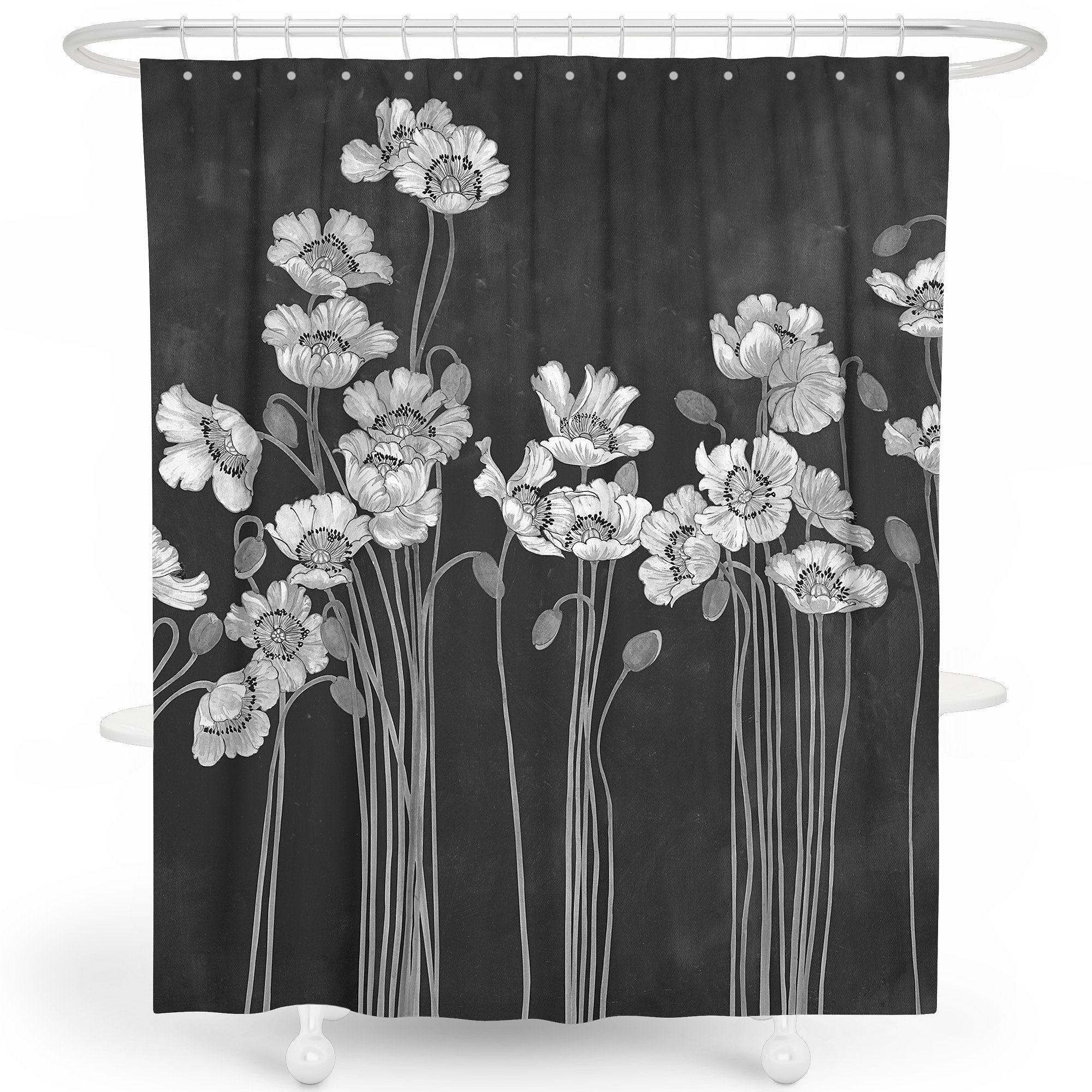 House Of Hampton Brister Floral Single Shower Curtain Hooks