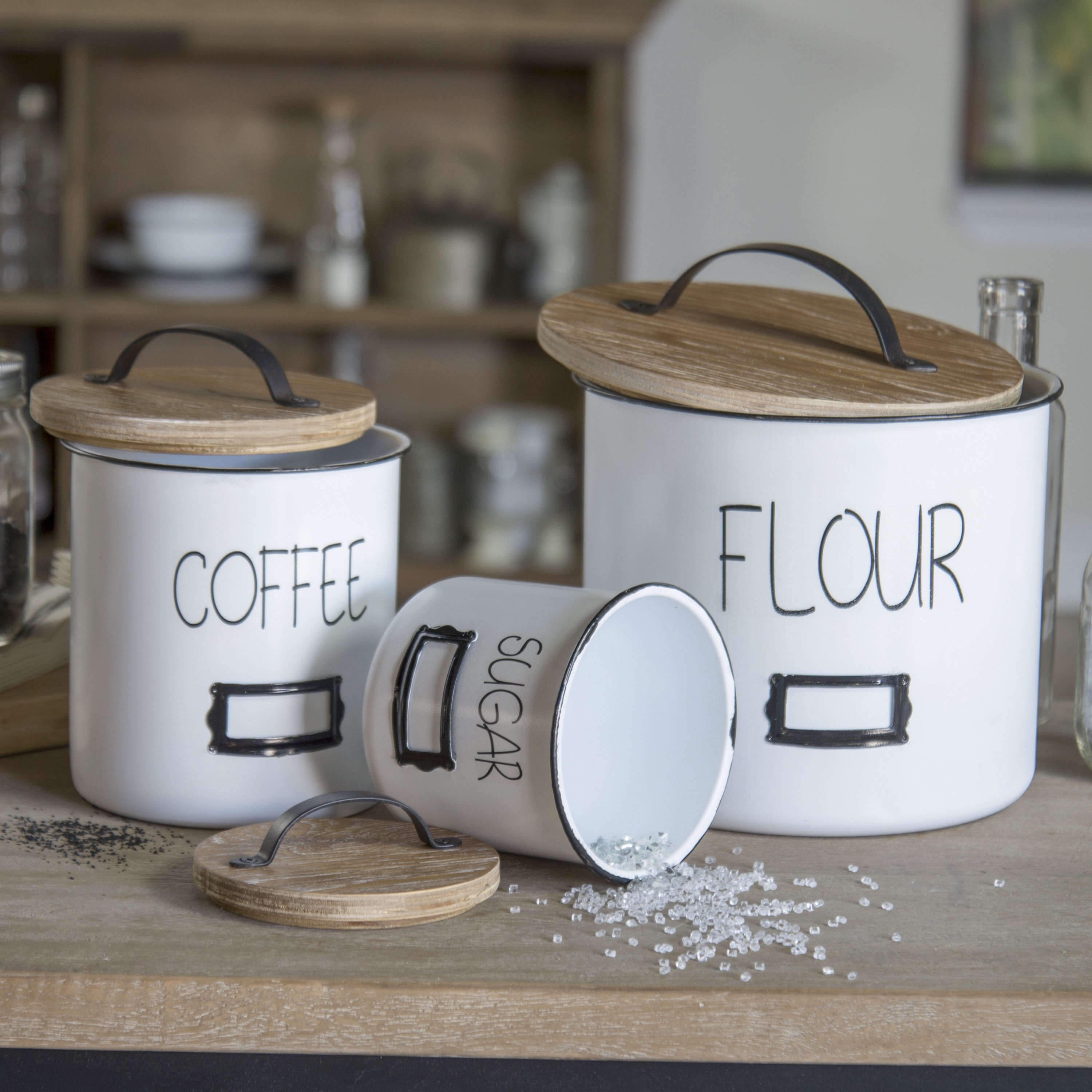 Gracie Oaks Metal 3 Piece Kitchen Canister Set Reviews Wayfair Gracie Oaks Metal 3 Piece Kitchen