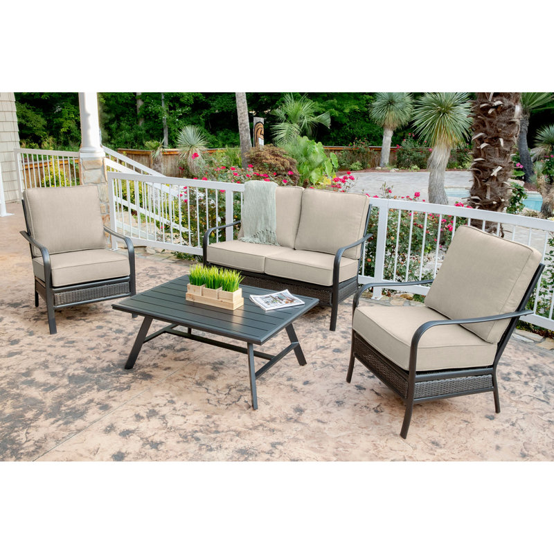 Charlton Home Becerra 4 Piece Commercial Grade Patio Set With 2