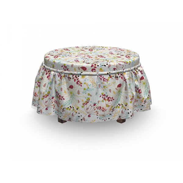 Floral Botanical Spring Petals 2 Piece Box Cushion Ottoman Slipcover Set By East Urban Home