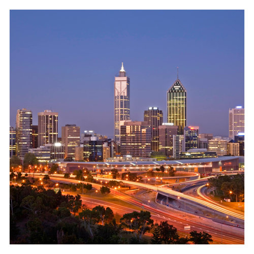 Perth Skyline 1.92m x 1.92m Textured Matte Peel & Stick Wall Mural East Urban Home