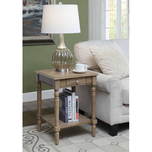 end table with lamp and storage