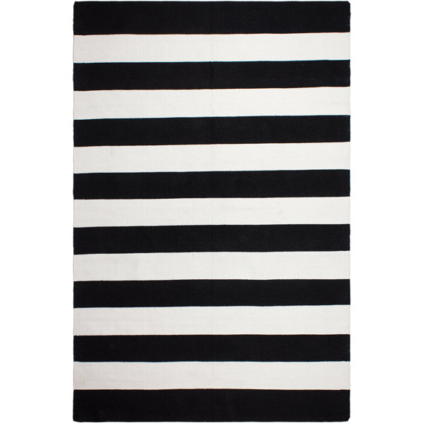 Hokku Designs Estate Handwoven Black White Outdoor Rug Wayfair Co Uk