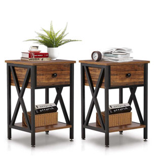 Cedrick 1 - Drawer Iron Nightstand (Set of 2)