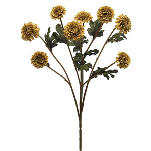 Silk Zinnia Spray with Faux Leaves