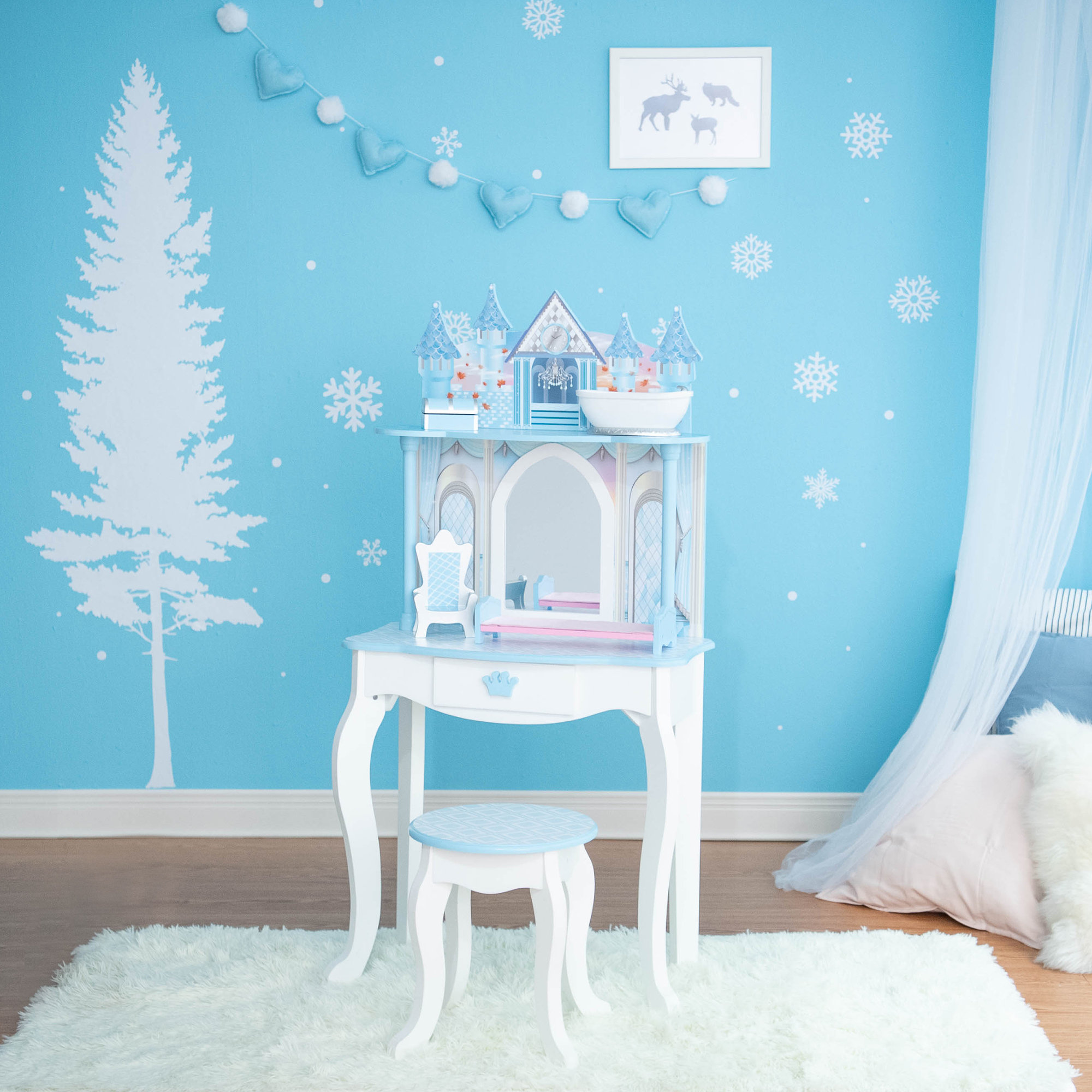 frozen vanity set with stool