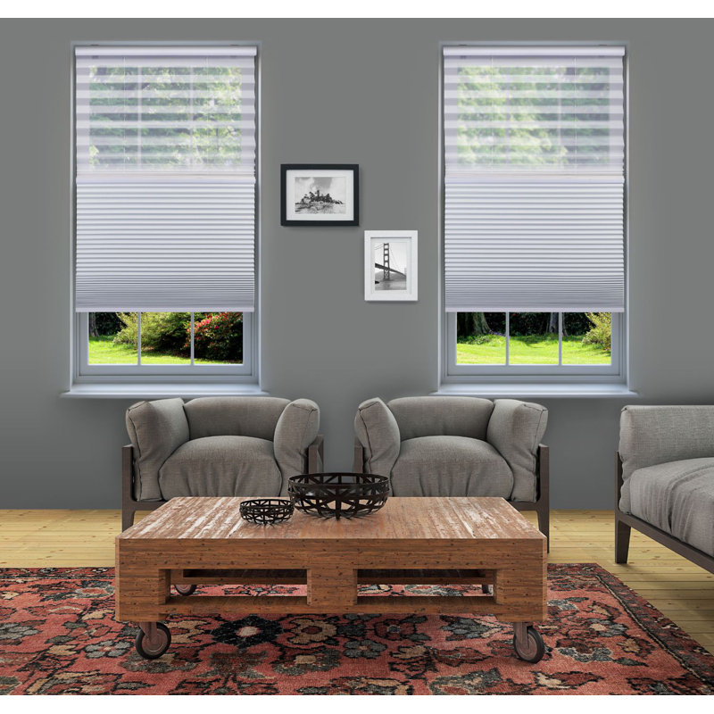 Ebern Designs Custom Crystal Blackout and Sheer White Cellular Shade