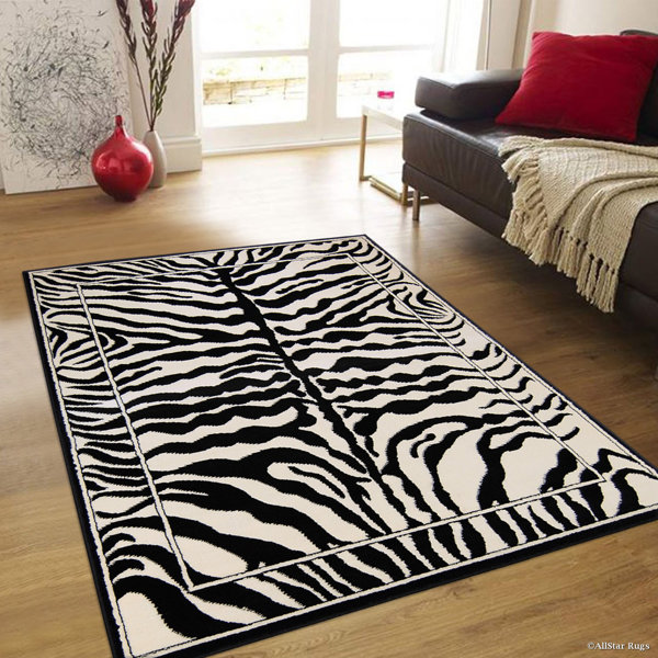 Hand-Tufted White/Black Area Rug by AllStar Rugs