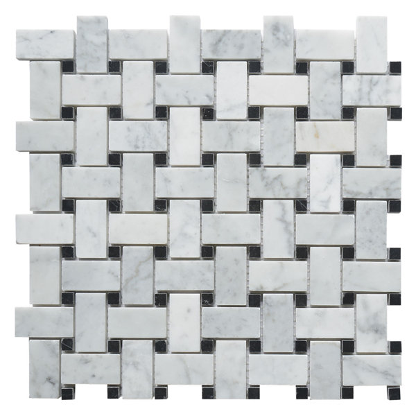 Carrara Basketweave 1 x 2 Marble Mosaic Tile in White by Matrix Stone USA