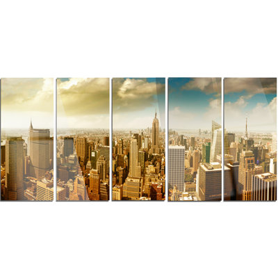 'Midtown and Downtown Manhattan' 5 Piece Photographic Print on Metal Set Design Art