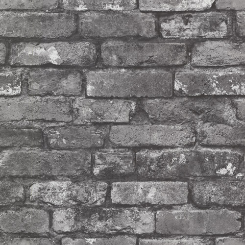 Brickwork Exposed Brick 10m x 52cm Wallpaper Roll Borough Wharf Colour: Slate