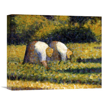 Global Gallery Farm Women At Work By Georges Seurat Painting