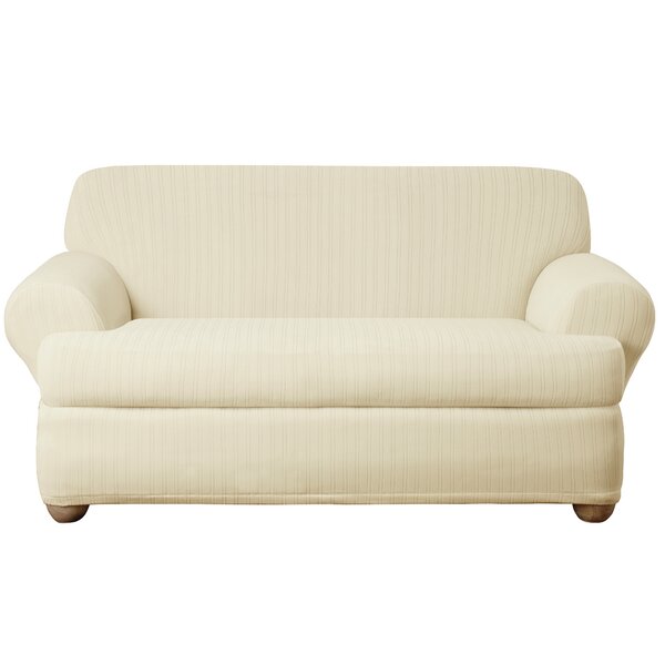 Stretch Pinstripe T-Cushion Loveseat Slipcover By Sure Fit
