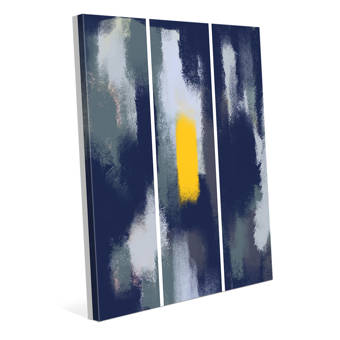 Click Wall Art Painted Monolith Yellow Navy Painting Print On