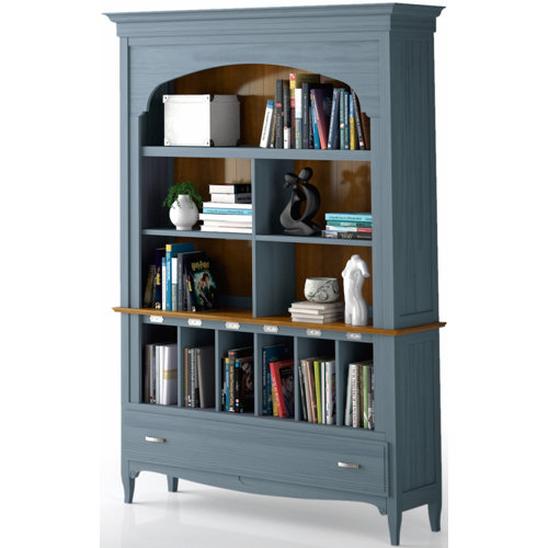 Clarisse 203cm Bookcase August Grove Finish: Navy Blue/Brown