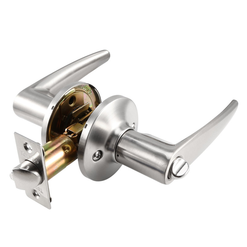 Entry Brushed Satin Nickel Straight Door Lever Handle Lock Keyed Alike Available
