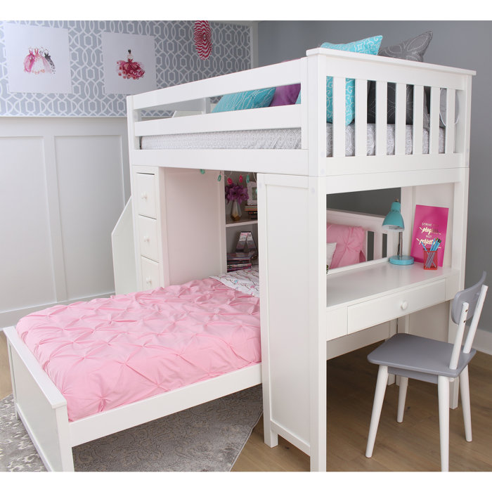 Harriet Bee Desilets Twin Over Twin L Shaped Bunk Bed With Shelves