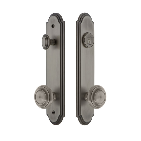 Arc Tall Plate Single Cylinder One Piece Knobset with Circulaire Knob by Grandeur