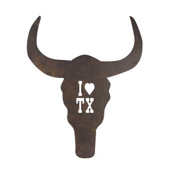 Millwood Pines Large 24 Metal Texas Longhorn Skull I Love Tx Home