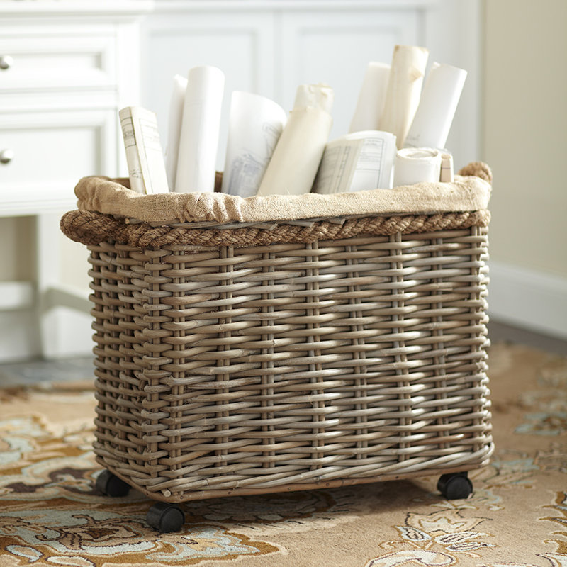 Birch Lane™ Wheeled Rattan Basket & Reviews Birch Lane