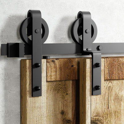 Single Bypass Double Door Barn Door Hardware Kit Homacer Track Length 90 in