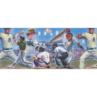 Vintage Baseball Cards Sports Retro Cracked Wallpaper Border Roll