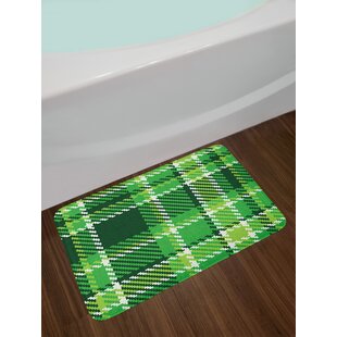 Bathroom Accessories Checkered Bath Mat Set With Toilet Cover Old