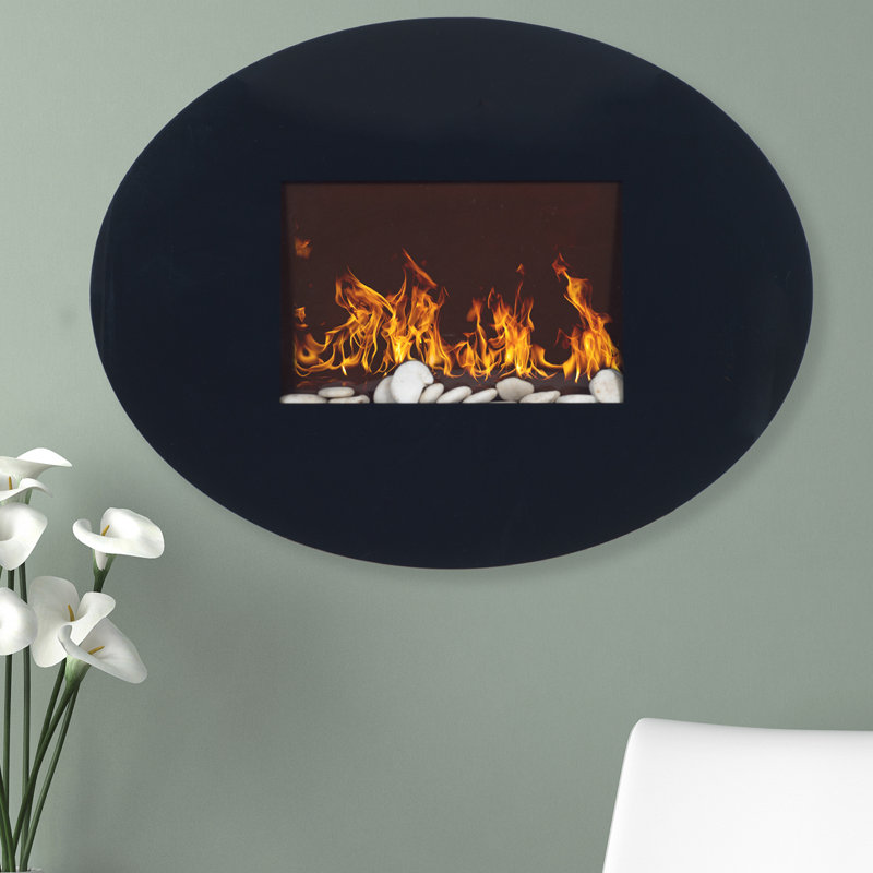 Orren Ellis Carreno Oval Wall Mounted Electric Fireplace Wayfair