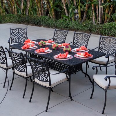 Astoria Grand Archway 9 Piece Metal Dining Set with Cushions