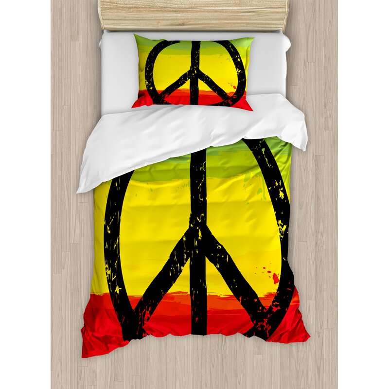 Ambesonne Rasta Grunge Style Watercolor Design African Flag Hippie