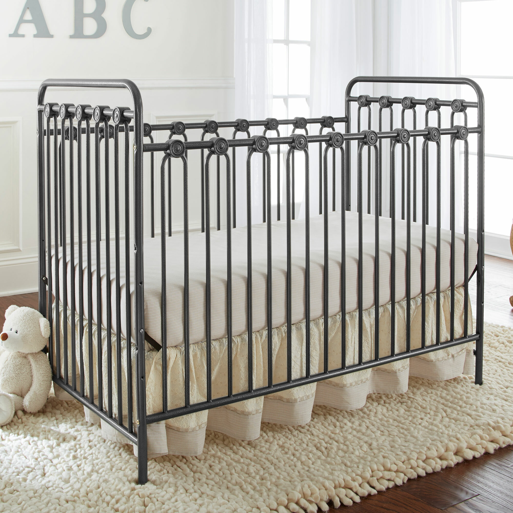 Harriet Bee Cathrine Metal 3 In 1 Convertible Crib Reviews Wayfair