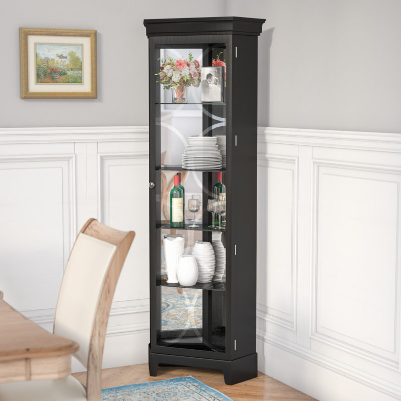 Red Barrel Studio Nyo Lighted Corner Curio Cabinet ...