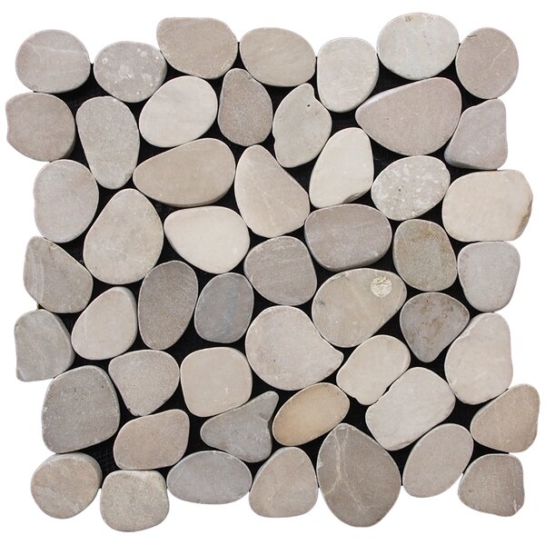 Sliced Pebble Random Sized Natural Stone Pebble Tile in Tan by Pebble Tile