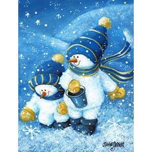 Gathering Snowflakes Snowman Vertical Flag