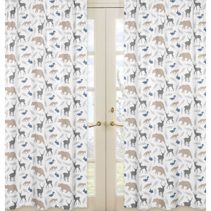 Woodland Animals Wildlife Sheer Rod Pocket Curtain Panels (Set of 2)