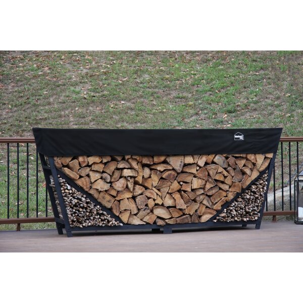 8' Slanted Firewood Log Rack With Kindling Kit And 1' Cover By ShelterIt