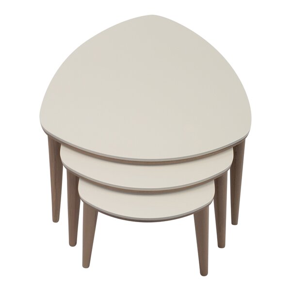 George Oliver 3 Pcs Nesting Table, Walnut, Cream In , White By George Oliver