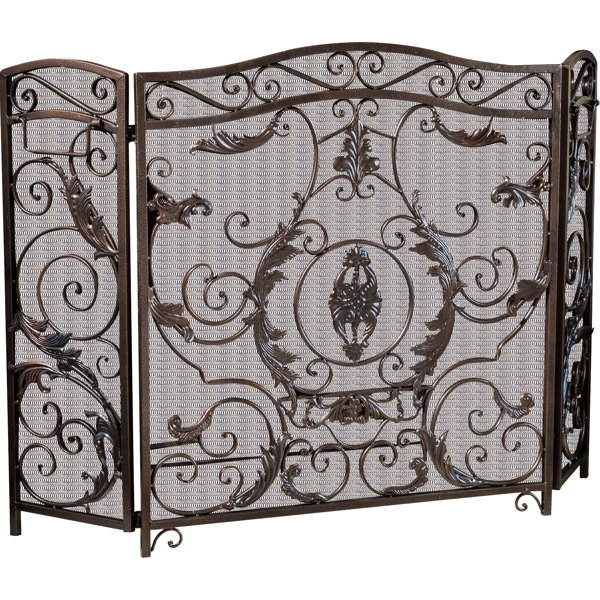 Henricks 3 Panel Iron Fireplace Screen by Astoria Grand