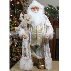 Gilded Christmas Santa in Lavish Suit Christmas Figure Decoration