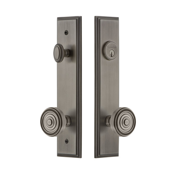 Carré Tall Plate Single Cylinder One Piece Knobset with Soleil Knob by Grandeur