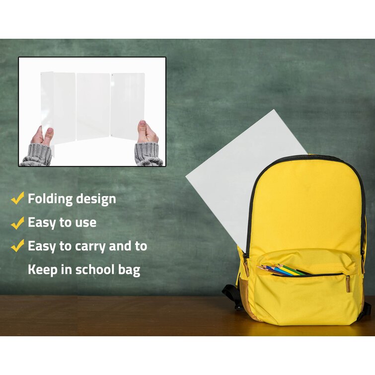 Offex Antimicrobial Freestanding Protective Barrier Portable Folding School Educational Student Sneeze Guard Germ Protection Shield 2 Pack 