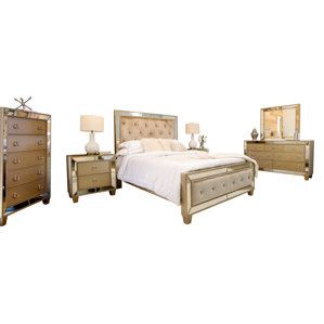 Alasdair Mirrored Tufted Platform 6 Piece Bedroom Set by Willa Arlo Interiors