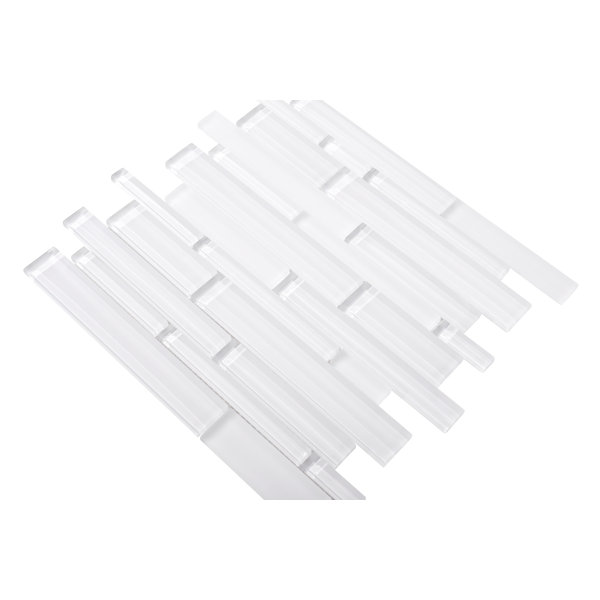 Premium Series Random Sized Glass Mosaic Tile in White by WS Tiles