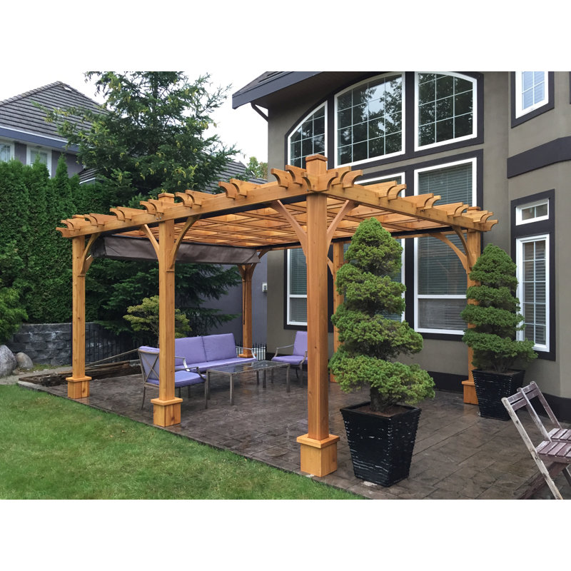 Outdoor Living Today Cedar Pergola Solid Wood With Canopy Wayfair Cedar Pergola Solid Wood With Canopy