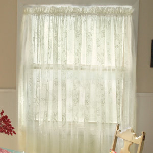 Ivy Graphic Print & Text Sheer Rod pocket Single Curtain Panel