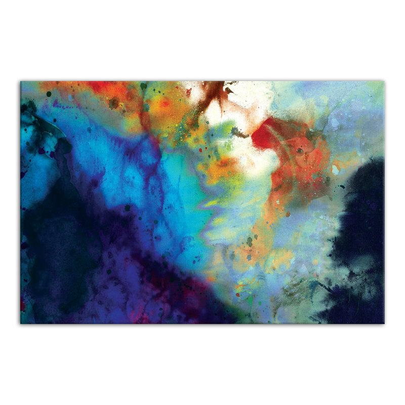 Ivy Bronx Colorful Abstract Watercolor Painting Print On Wrapped