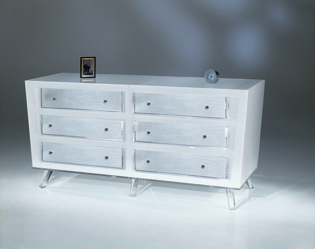 Sylvana Acrylic 6 Drawer Double Dresser