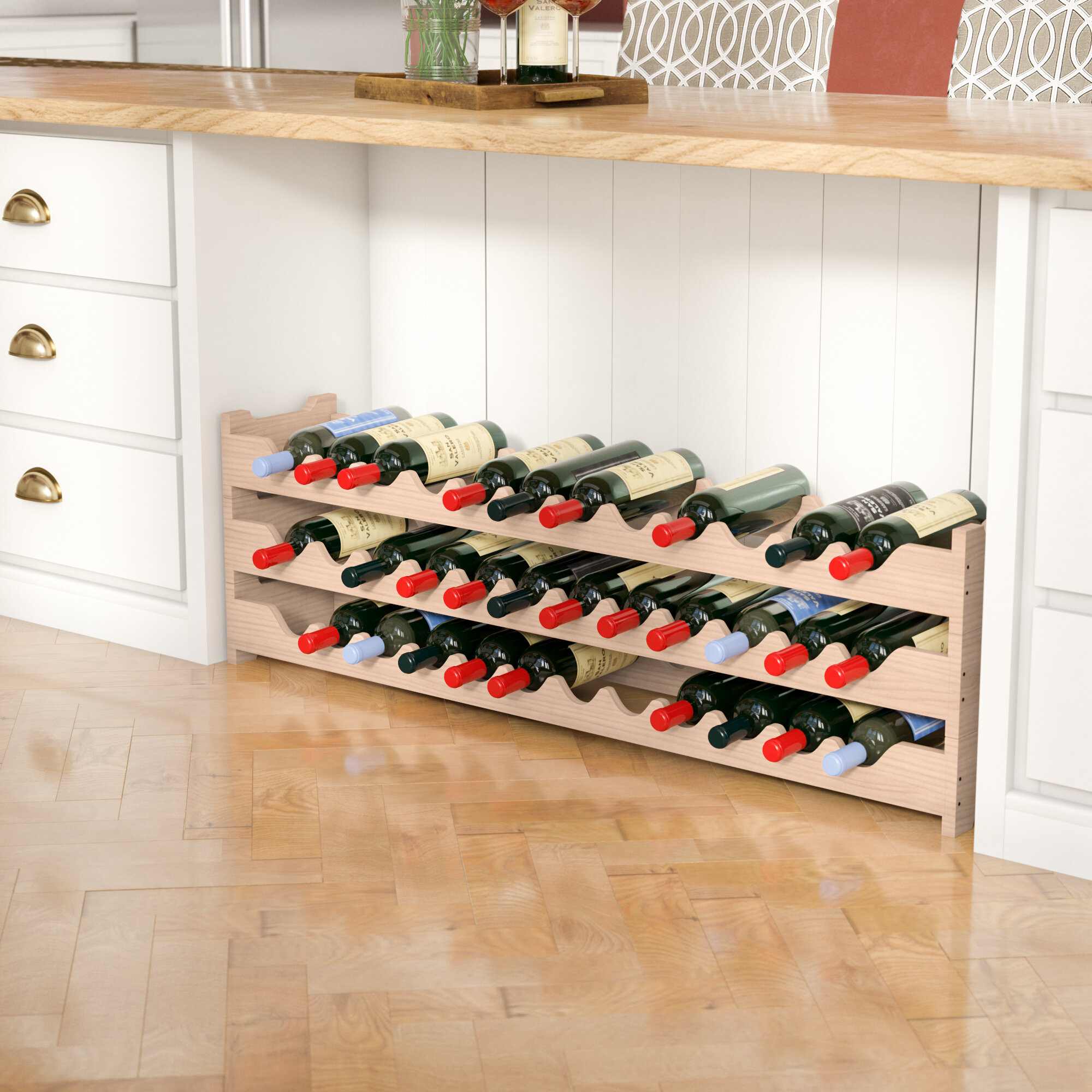 Karnes Pine Scalloped 36 Bottle Tabletop Wine Rack